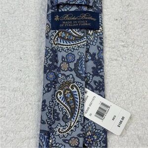 Brooks Brothers Men’s Necktie Blue Paisley Linen Silk Made In Italy‎ NWT $108